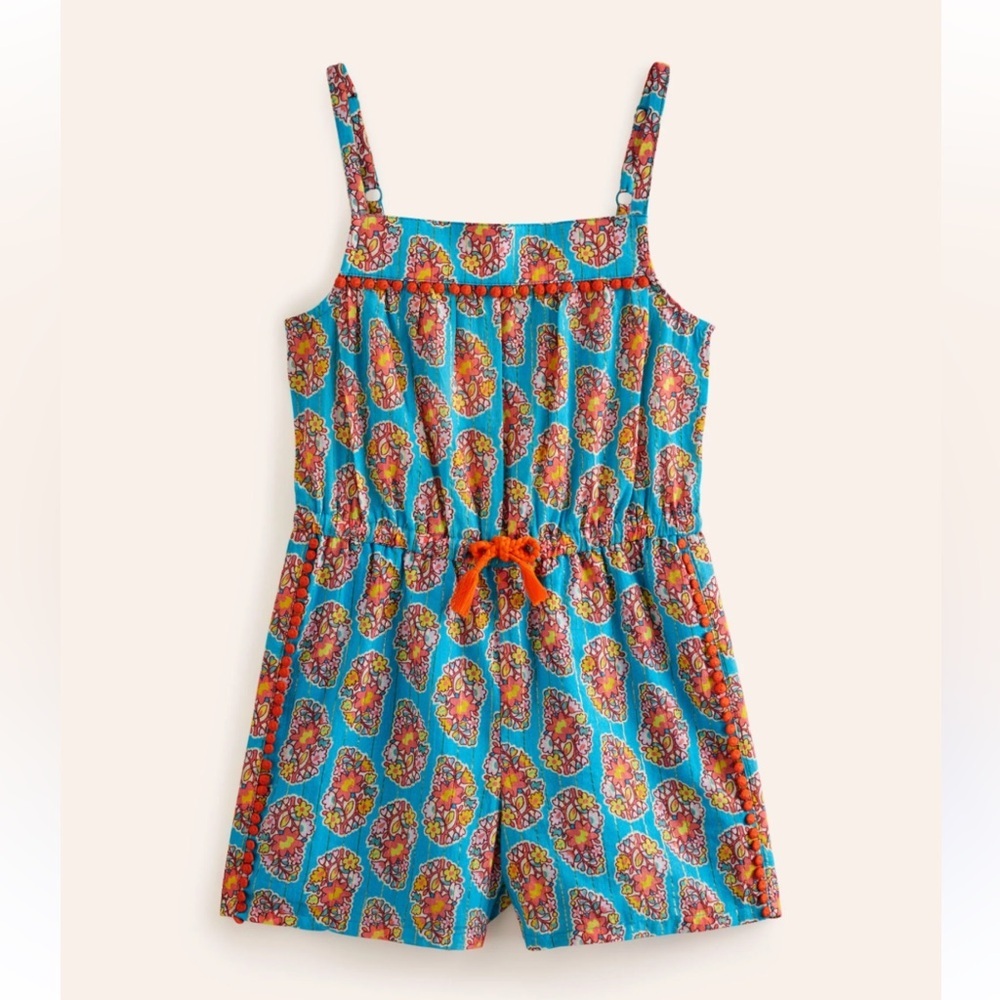NEW • Mini Boden • Girls Woven Holiday Playsuit
Azure Blue Paisley 4-5 Years Old